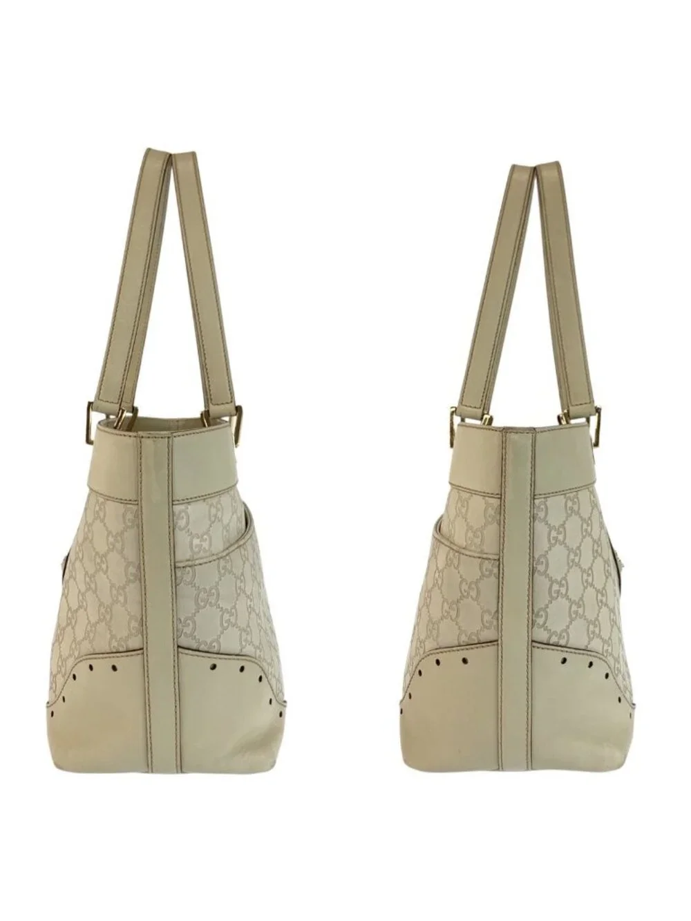 Gucci Guccissima Ivory Gold Leather Tote Shoulder - Picture 8 of 9